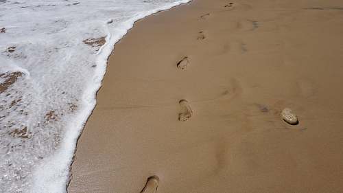 footprint human footprint near on seashore atlantic ocean