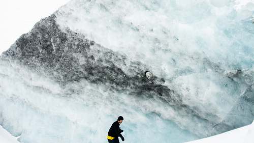 canada man wearing black jacket and black beanie cap on icy mountain columbia icefields tour