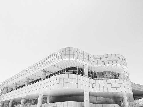 black-and-white top view of white building building