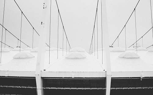 black-and-white white top covered with snows watercraft