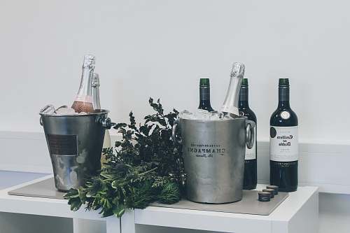 drink wine bottle in basket beverage
