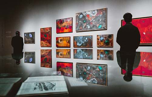 person man facing artworks art