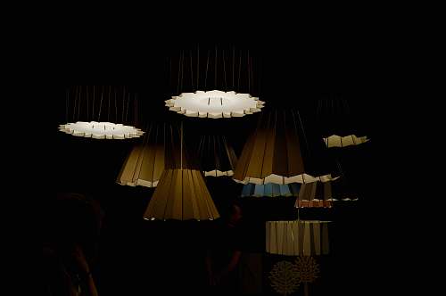 lampshade turned-on ceiling lamps in dark room lighting