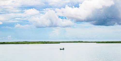 boat boat at the middle of body of water blue