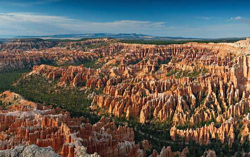 valley aerial photography of mountain and tree canyon
