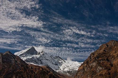 snow landscape photography of mountains covered with snow peak