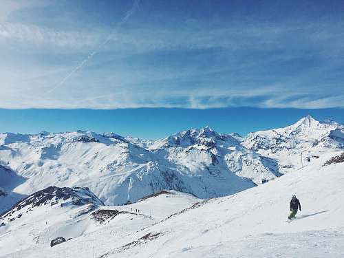 nature man snowboarding on mountain under cloudy sky snow