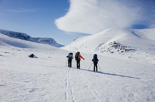 hike three person playing snow ski kolsky district