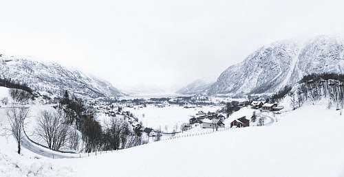 snow village coated with snow norway