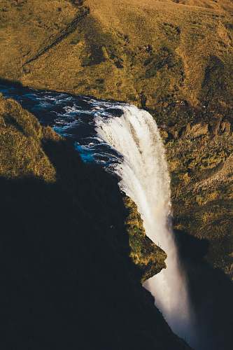 iceland aerial photography of waterfalls at daytime landscape