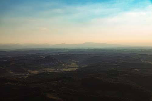 sky aerial view of mountains landscape