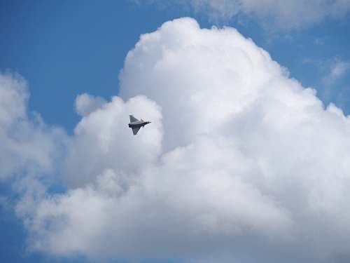 outdoors gray fighter jet sky