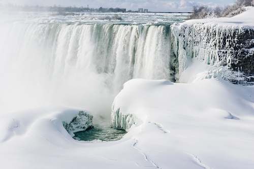 snow landscape photo of waterfall and snow during daytime niagara falls