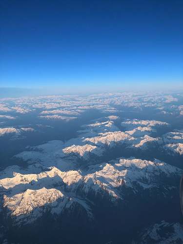outdoors mountain covered with snow during daytime top-view photography scenery