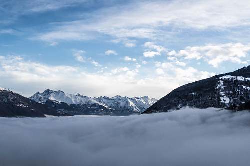 mountain snowy mountain and fogs glacier