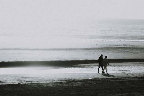 outdoors two person walking on seashore ocean