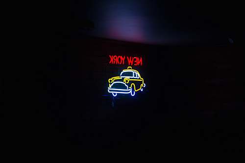 belgium red and yellow New York neon light signage taxi