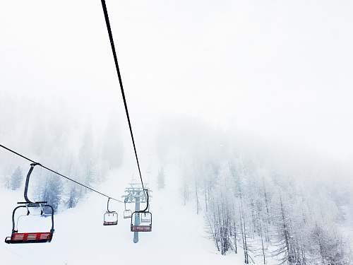 alps black and red ski lift near trees mountain