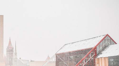 nature gray and red houses view blizzard