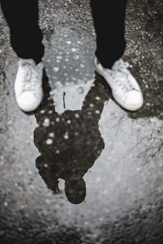 human reflection of person standing on ground person