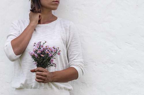 flower woman holding flowers plant