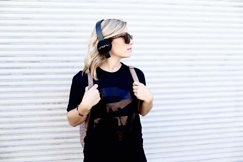human woman wearing headset accessories