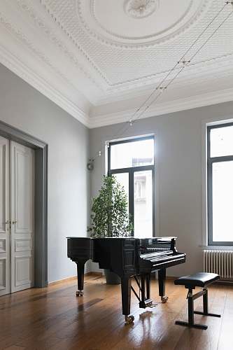 piano brown grand piano inside white room furniture