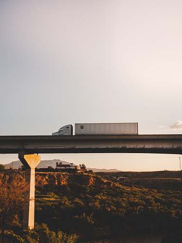 freeway white truck overpass