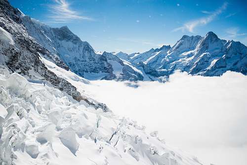 mountain landscape photo of white mountains glacier