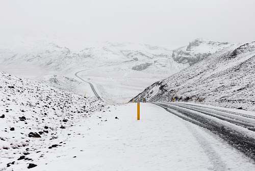 road photography of snow covered road iceland