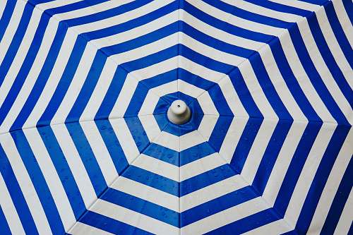 pattern opened striped umbrella blue
