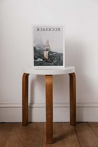 furniture Rucksack book on side table flooring
