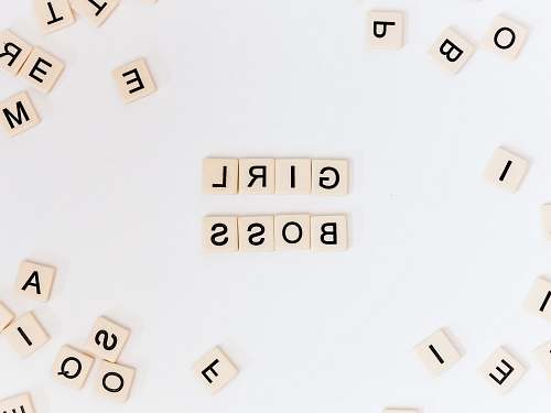 number girl boss text on brown background symbol