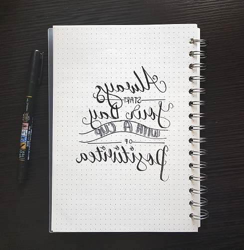 diary white spiral book with text print beside black pen pen