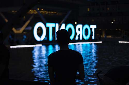 canada man facing Toronto LED signage sign