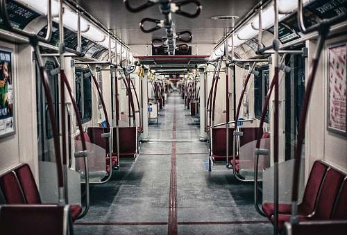 train white and red train indoor view subway