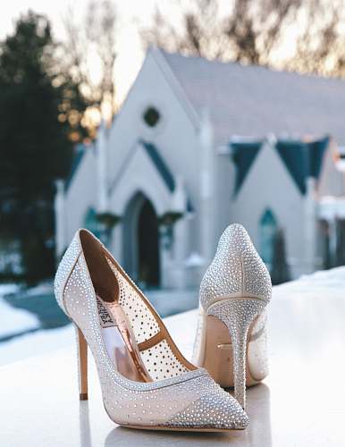 shoes pair of glitter white pointed-toe pumps wedge