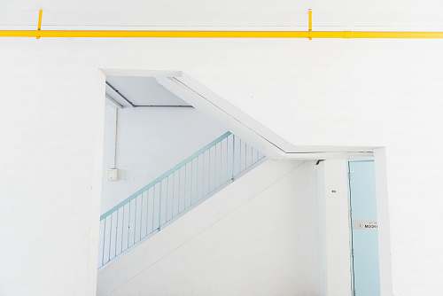 blue blue upstairs inside white painted wall stairway