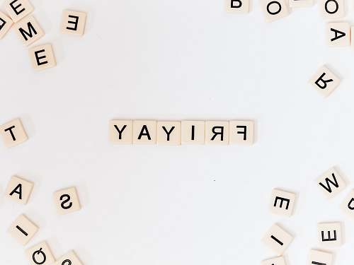 text Friyay scrabble pieces on white surface number