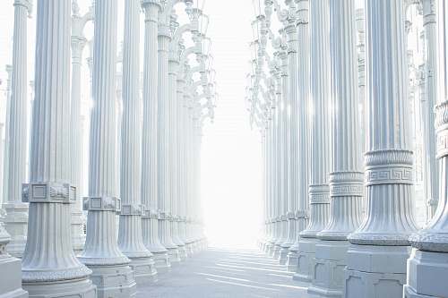 architecture photography of white wall lot column