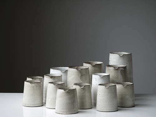 grey white pitcher lot turning earth ceramics