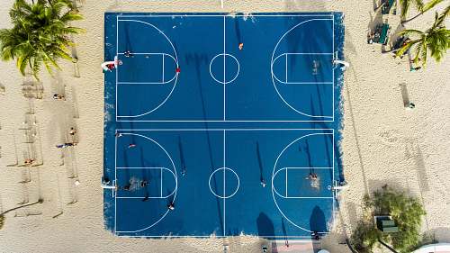 sand aerial photography of basketball court sport