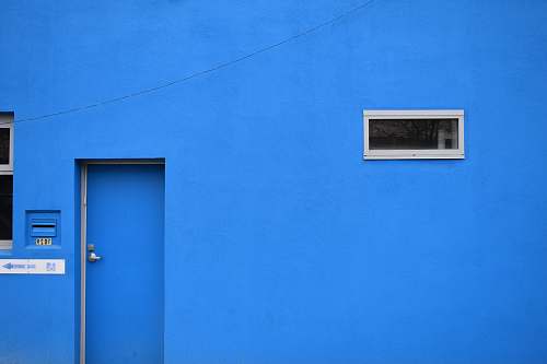 building blue painted wall close-up photography door