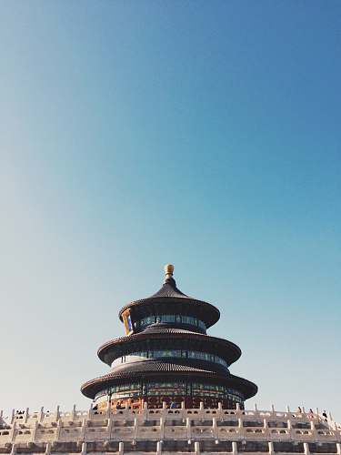 architecture brown and blue temple building