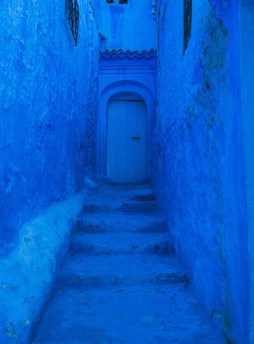 morocco closed door and blue painted wall door