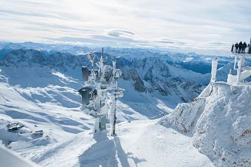 nature communication tower covered with snow outdoors