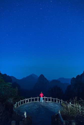 huangshan photo of man standing on brown concrete paving china