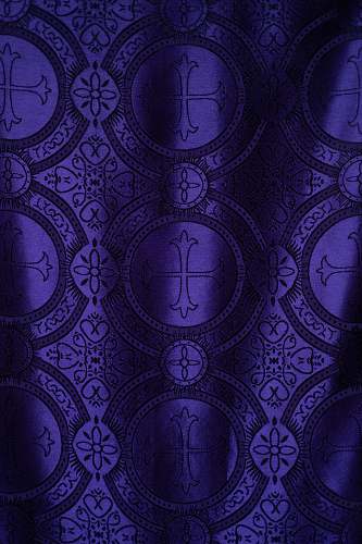 art purple and white cross-print textile rug