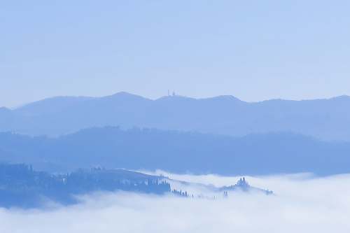 outdoors sea of clouds across mountains nature
