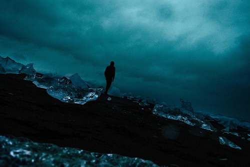 ice silhoette of man dark